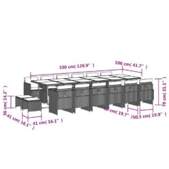 17 Piece Poly Rattan Garden Dining Set with Cushions - Complete Storage Solutions