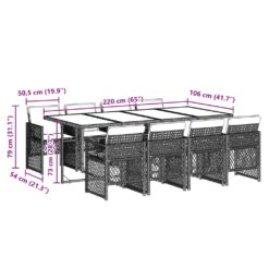 9 Piece Poly Rattan Garden Dining Set with Cushions - Complete Storage Solutions