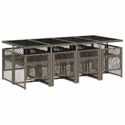 9 Piece Poly Rattan Garden Dining Set with Cushions - Complete Storage Solutions