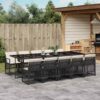 11 Piece Poly Rattan Garden Dining Set with Cushions - Complete Storage Solutions