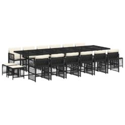 Alternative view of 17 Piece Poly Rattan Garden Dining Set with Cushions