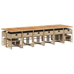 17 Piece Poly Rattan Garden Dining Set with Cushions - Complete Storage Solutions