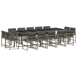 15 Piece Poly Rattan Garden Dining Set with Cushions - Complete Storage Solutions