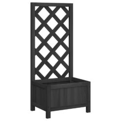 Fir Wood Planter with Trellis 40x30x90cm - Black - Complete Storage Solutions