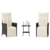 3 Piece Poly Rattan Bistro Set with Cushions - Complete Storage Solutions