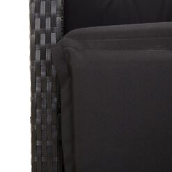 7 Piece Poly Rattan Garden Dining Set with Cushions 57x113x83cm - Black - Complete Storage Solutions