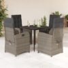 5 Piece Poly Rattan Garden Dining Set with Cushions Grey 57x113x83cm - Dark Grey - Complete Storage Solutions