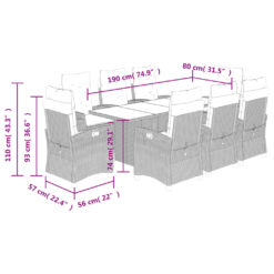 9 Piece Poly Rattan Garden Dining Set with Cushions - Complete Storage Solutions
