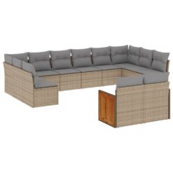 12 Piece Poly Rattan Garden Sofa Set with Cushions - Complete Storage Solutions