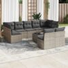 10 Piece Poly Rattan Garden Sofa Set with Cushions - Complete Storage Solutions