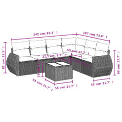 7 Piece Poly Rattan Garden Sofa Set with Cushions - Complete Storage Solutions