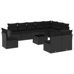 11 Piece Poly Rattan Garden Sofa Set with Cushions - Complete Storage Solutions