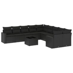11 Piece Poly Rattan Garden Sofa Set with Cushions - Complete Storage Solutions