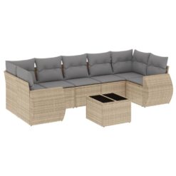 8 Piece Poly Rattan Garden Sofa Set with Cushions - Complete Storage Solutions