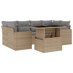 7 Piece Poly Rattan Garden Sofa Set with Cushions - Complete Storage Solutions