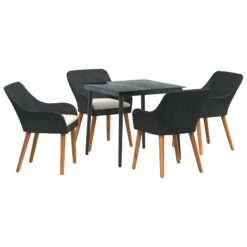 Alternative view of 5 Piece Poly Rattan Garden Dining Set with Cushion