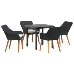 Alternative view of 5 Piece Poly Rattan Garden Dining Set with Cushion