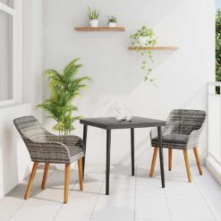 3 Piece Poly Rattan Garden Dining Set with Cushion - Complete Storage Solutions