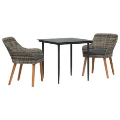 3 Piece Poly Rattan Garden Dining Set with Cushion - Complete Storage Solutions