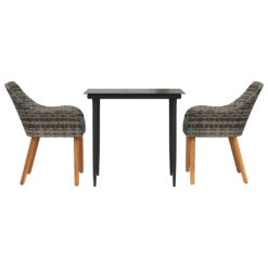 3 Piece Poly Rattan Garden Dining Set with Cushion - Complete Storage Solutions
