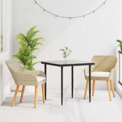 3 Piece Poly Rattan Garden Dining Set with Cushion - Complete Storage Solutions