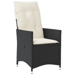 3 Piece Acacia Wood Bistro Set with Cushions Poly Rattan and 57x59x92cm - Black - Complete Storage Solutions