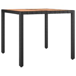 3 Piece Acacia Wood Bistro Set with Cushions Poly Rattan and 57x59x92cm - Black - Complete Storage Solutions