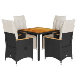 Alternative view of 5 Piece Poly Rattan Garden Bistro Set with Cushions