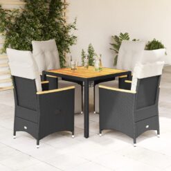 5 Piece Poly Rattan Garden Bistro Set with Cushions