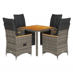 5 Piece Poly Rattan Garden Bistro Set with Cushions - Complete Storage Solutions