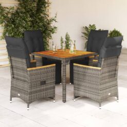 5 Piece Poly Rattan Garden Bistro Set with Cushions - Complete Storage Solutions