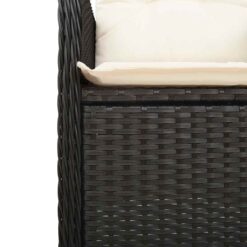7 Piece Poly Rattan Garden Bistro Set with Cushions 54.5x58.5x92cm - Black - Complete Storage Solutions