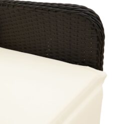 7 Piece Poly Rattan Garden Bistro Set with Cushions 54.5x58.5x92cm - Black - Complete Storage Solutions