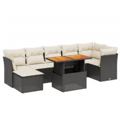 8 Piece Poly Rattan Garden Sofa Set with Cushions - Complete Storage Solutions