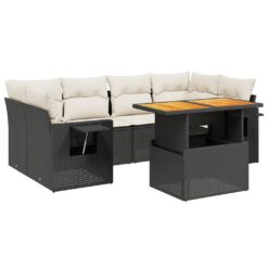 7 Piece Poly Rattan Garden Sofa Set with Cushions - Complete Storage Solutions