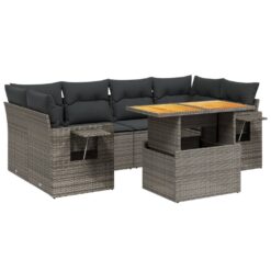7 Piece Poly Rattan Garden Sofa Set with Cushions - Complete Storage Solutions