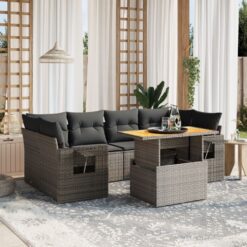 7 Piece Poly Rattan Garden Sofa Set with Cushions - Complete Storage Solutions