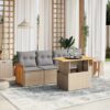 5 Piece Poly Rattan Garden Sofa Set with Cushions - Complete Storage Solutions