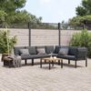 5 Piece Garden Sofa Set with Cushions Aluminium 118x73x73cm - Black - Complete Storage Solutions