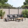 4 Piece Garden Sofa Set with Cushions Aluminium 118x73x73cm - Black - Complete Storage Solutions