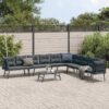 5 Piece Steel Garden Bench Set with Cushions Powder-coated 90x45x35cm - Black - Complete Storage Solutions
