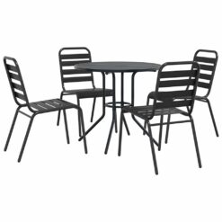 Alternative view of 5 Piece Steel Stackable Garden Chair Set Powder-coated 42x63x84cm - Anthracite