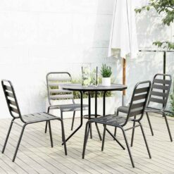 5 Piece Steel Stackable Garden Chair Set Powder-coated 42x63x84cm - Anthracite