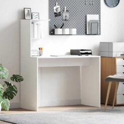 Desk with Shelf 102x50x124cm - White