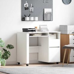 Desk with Wheels 91x50x77cm - White