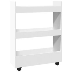 Narrow Storage Trolley 3 Tier 60x22x80cm - White - Complete Storage Solutions