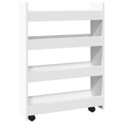 Narrow Storage Trolley 4 Tier 60x20x82cm - White - Complete Storage Solutions