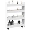 Narrow Storage Trolley 4 Tier 60x20x82cm - White - Complete Storage Solutions
