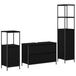 Alternative view of 3 Piece Bathroom Furniture Set 90x34.5x60cm - Black Oak