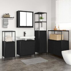 5 Piece Bathroom Furniture Set with Shelf 76.5x35x95cm - Black